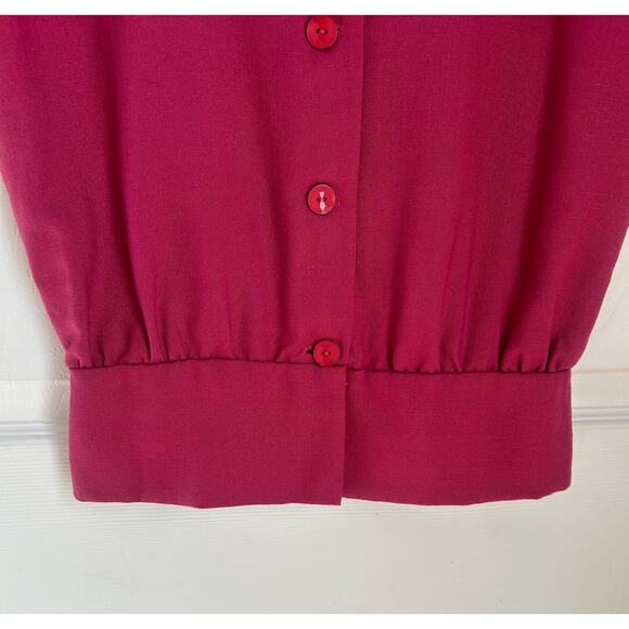Vintage 1980's Short Sleeve Raspberry Blouse Size Small | Button Down Back Top - Picture 6 of 6